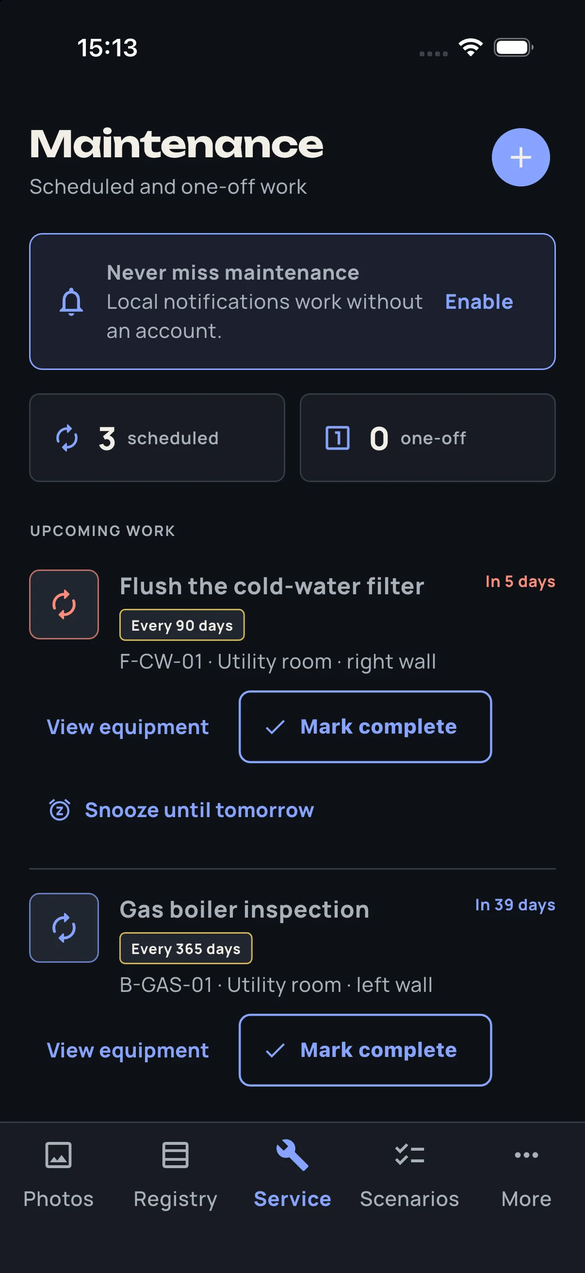 HouseOps maintenance list